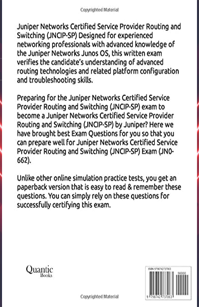Juniper networks certified service provider routing and switching, specialist (jncis-sp) exam practice questions & dumps: exam study guide for juniper networks (jn0-662) exam prep latest v... miniatura 2