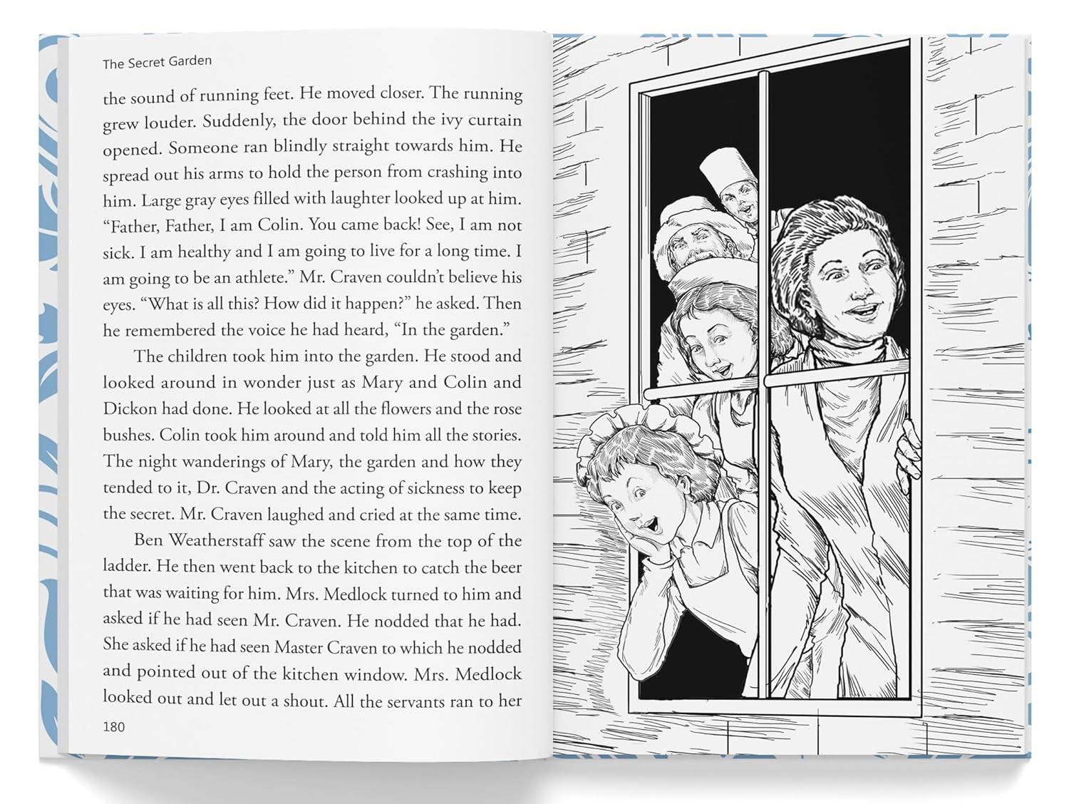 The secret garden : illustrated abridged children classic english novel with review questions (hardback) miniatura 3