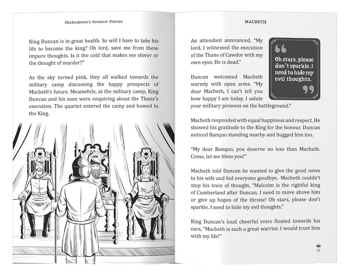 Macbeth : shakespeare’s greatest stories (abridged and illustrated) with review questions and an introduction to the themes in the story miniatura 2