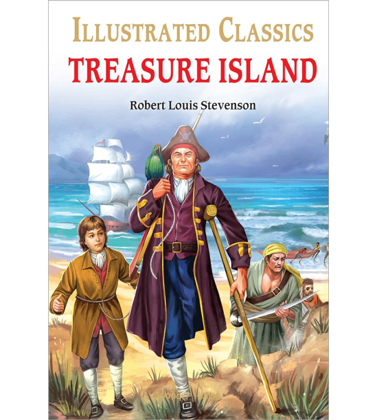 Treasure island : llustrated abridged children classic english novel with review questions (hardback)