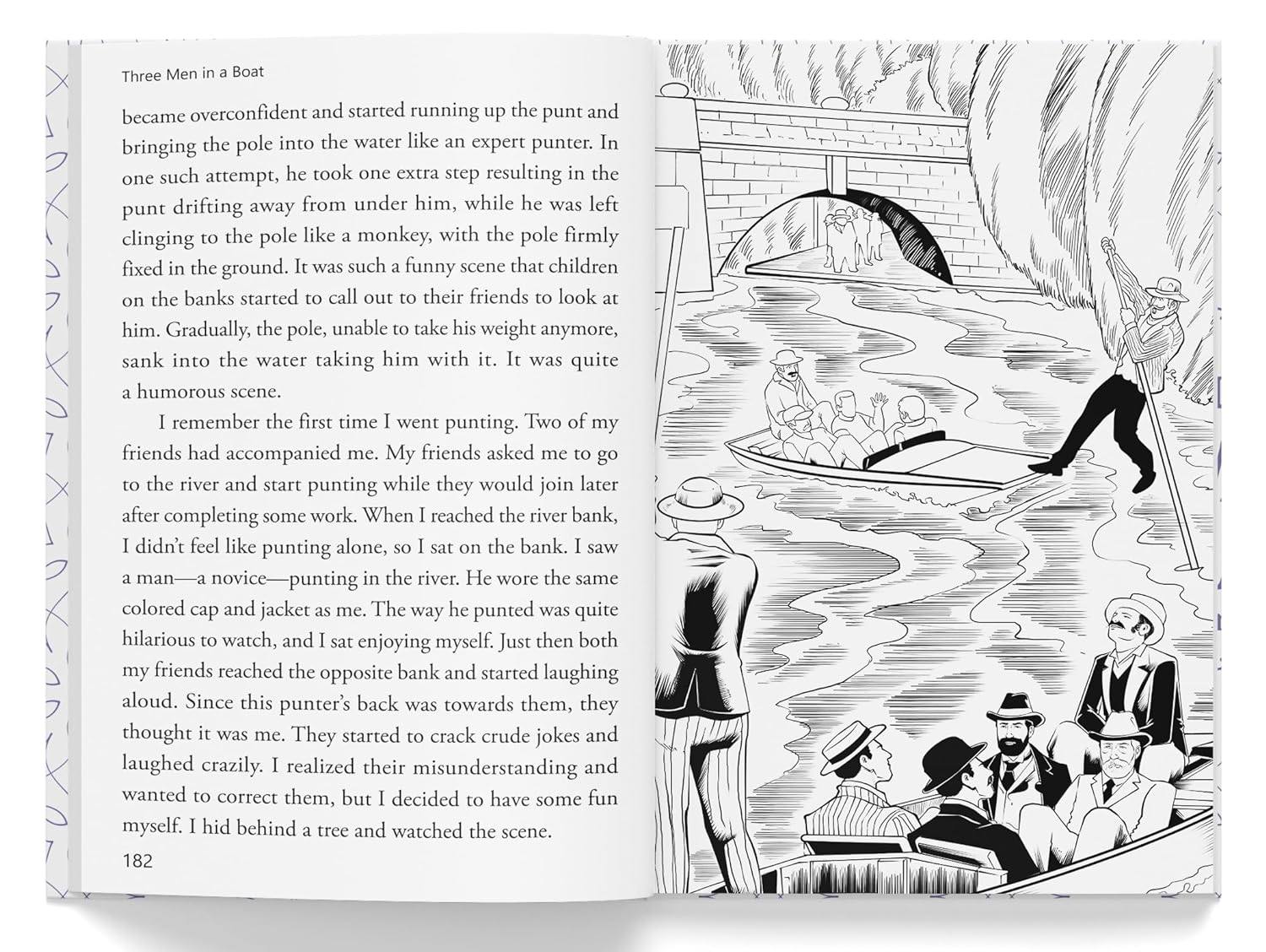 Three men in a boat : illustrated abridged children classic english novel with review questions (hardback) miniatura 2