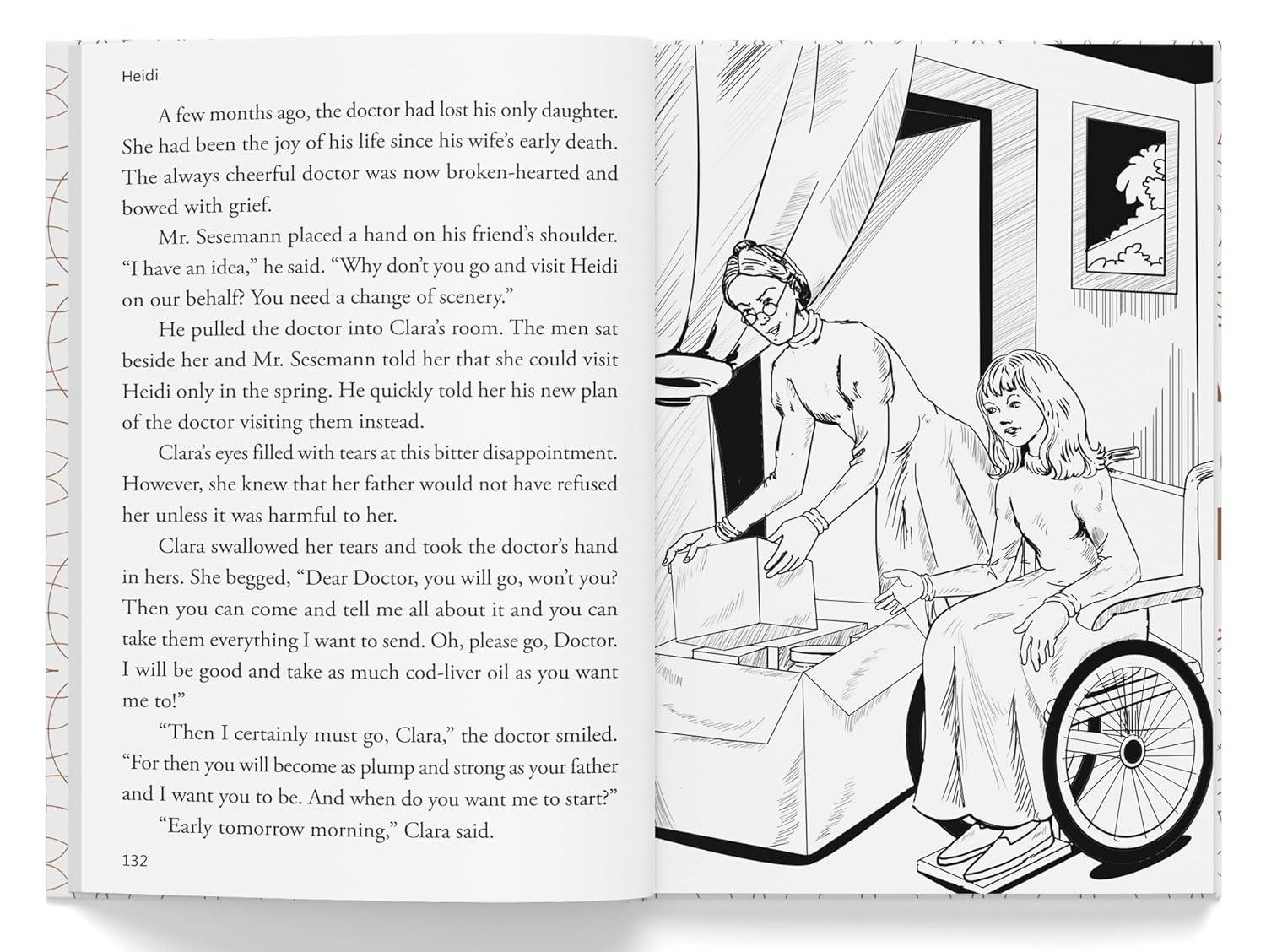 Heidi : illustrated abridged children classic english novel with review questions (hardback) miniatura 3