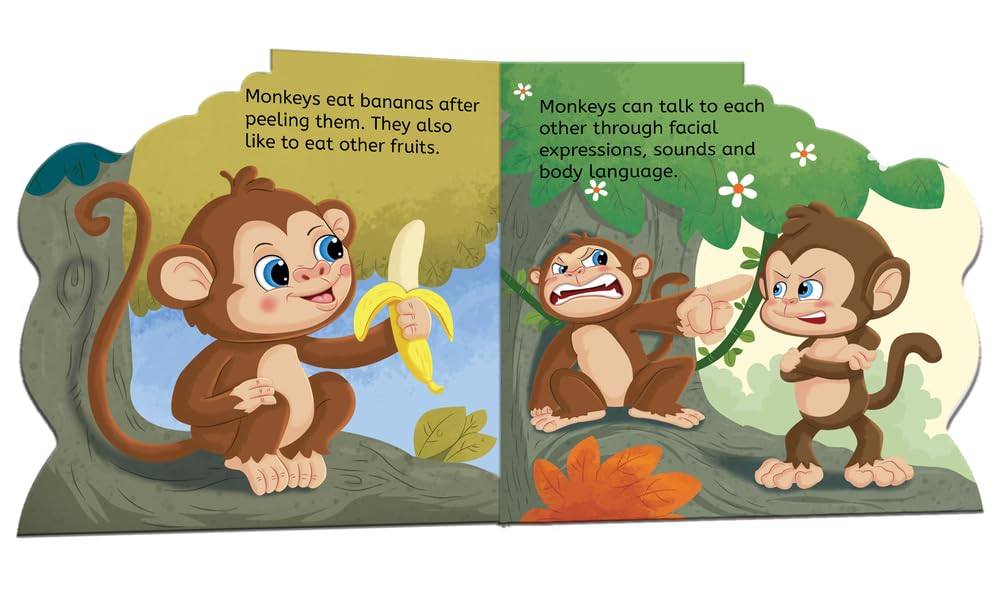 My first shaped board book - monkey, die-cut animals, picture book for children miniatura 3