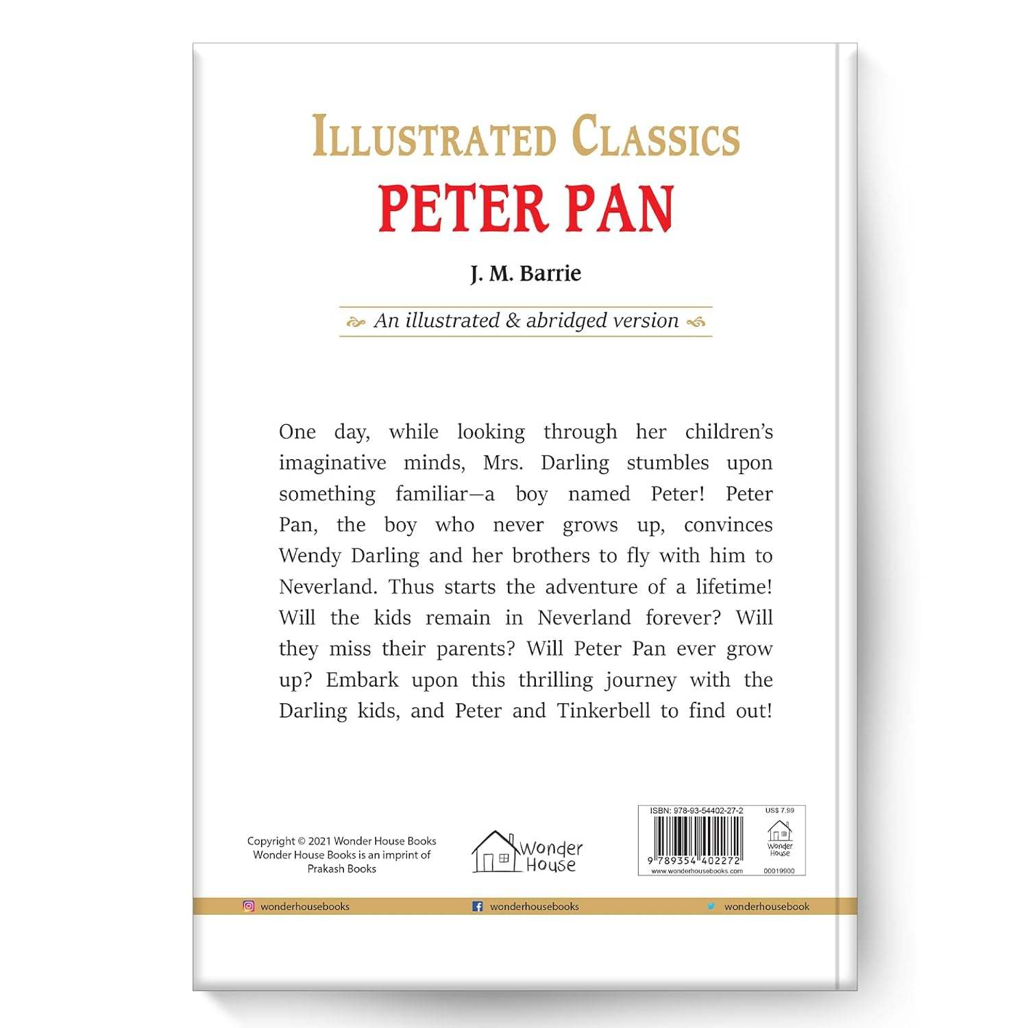 Peter pan : illustrated abridged children classic english novel with review questions (hardback) miniatura 4
