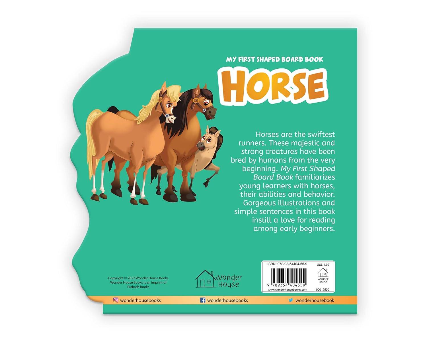 My first shaped board book: illustrated horse - animal picture book for kids age 2+ board book miniatura 4