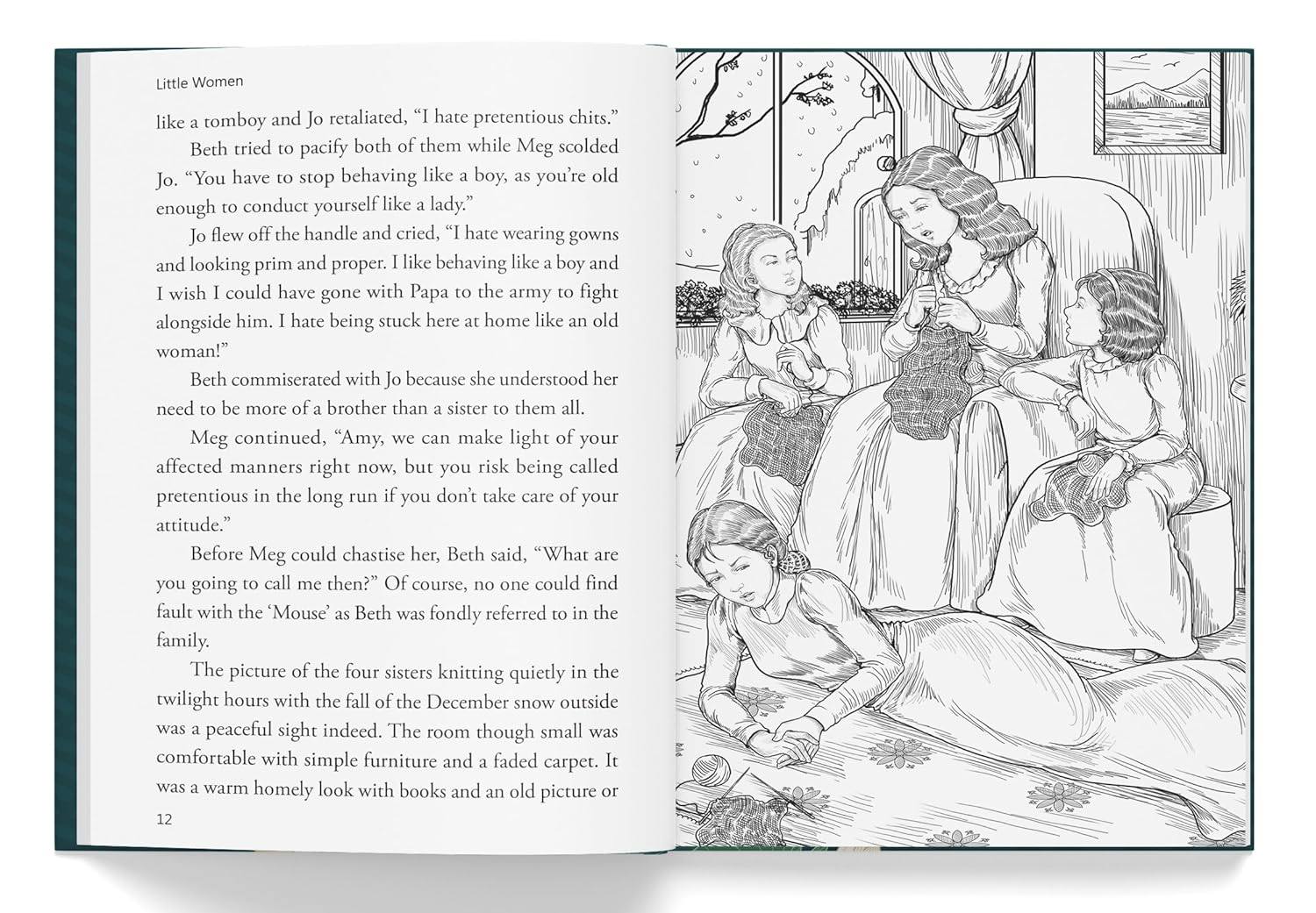 Little women : illustrated abridged children classic english novel with review questions (hardback) miniatura 2