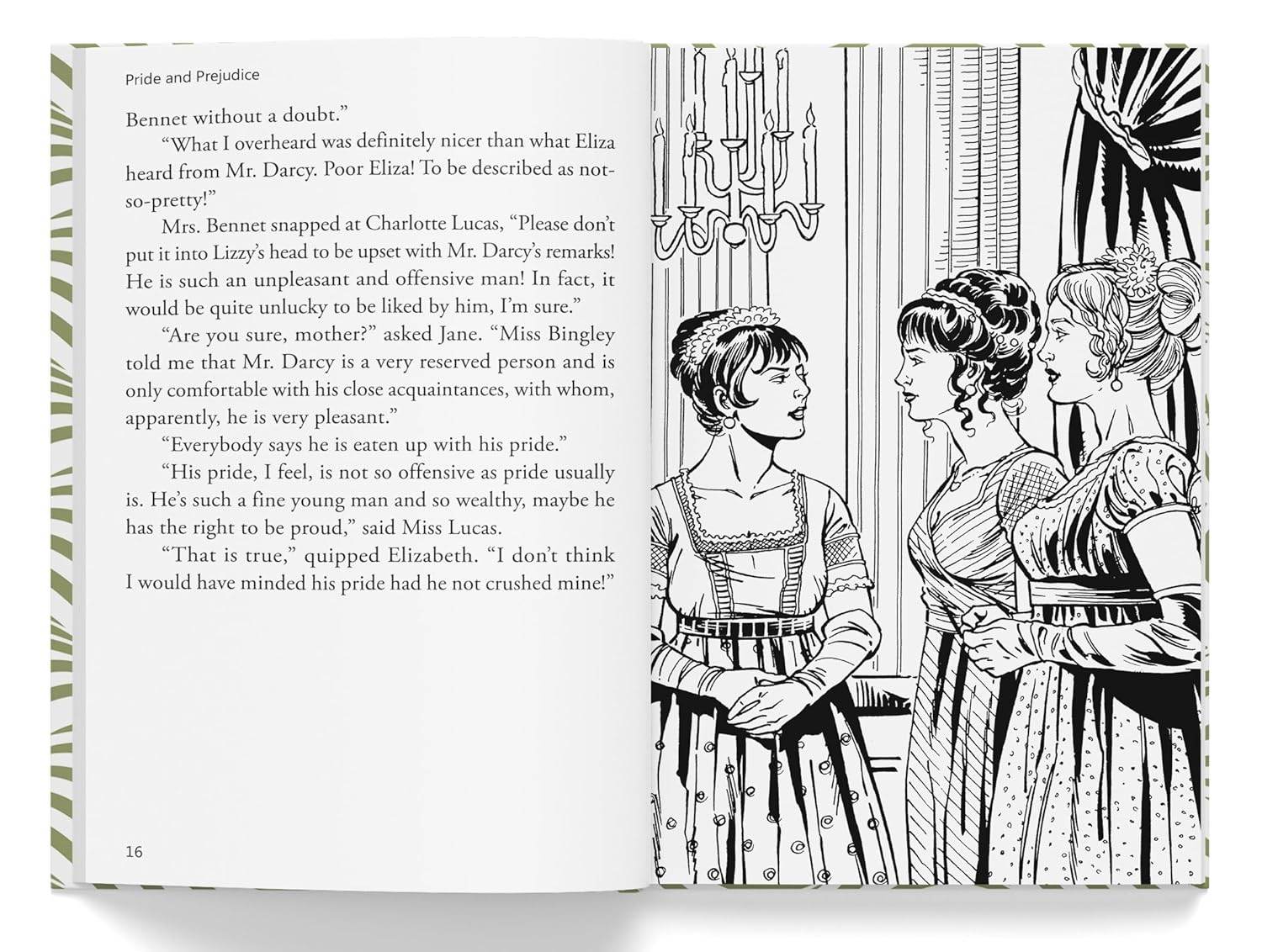 Pride and prejudice : illustrated abridged children classic english novel with review questions (hardback) miniatura 3