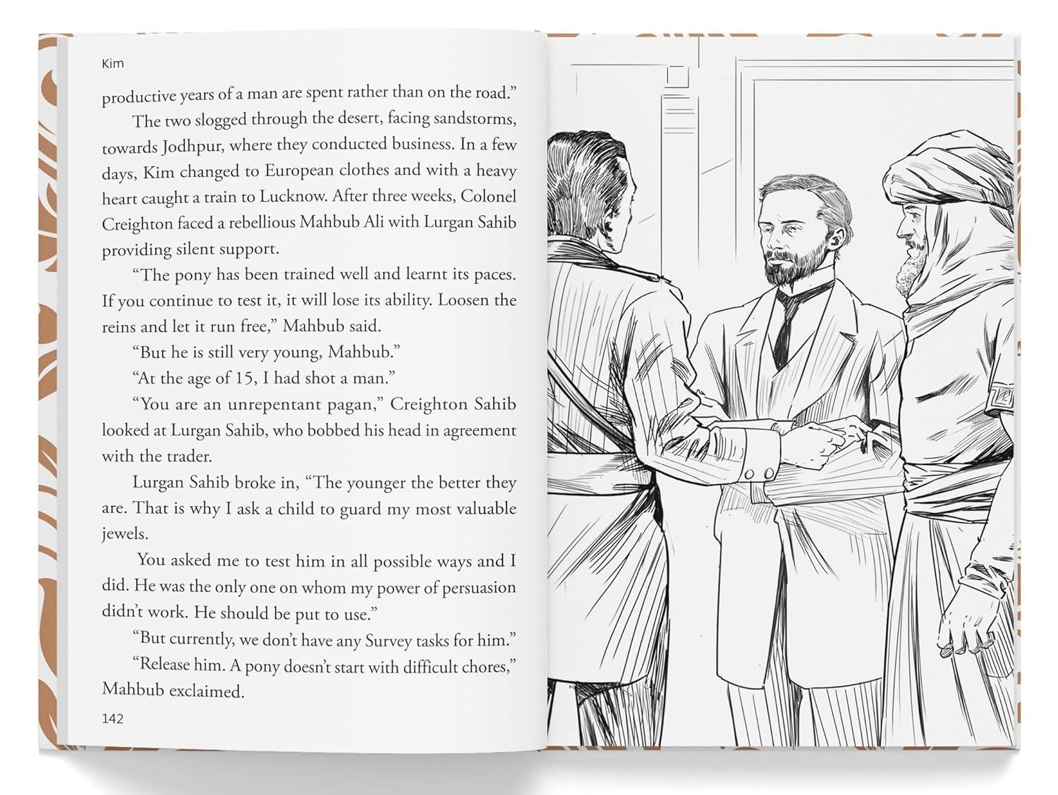 Kim : illustrated abridged children classic english novel with review questions (hardback) miniatura 3