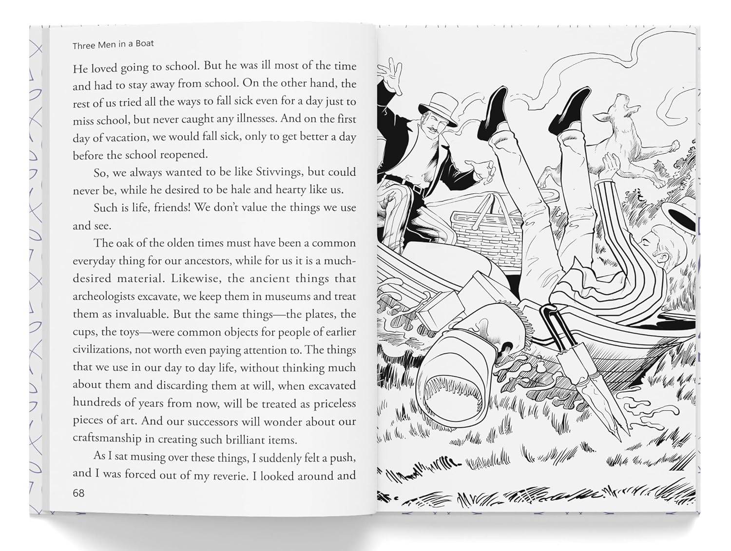 Three men in a boat : illustrated abridged children classic english novel with review questions (hardback) miniatura 3