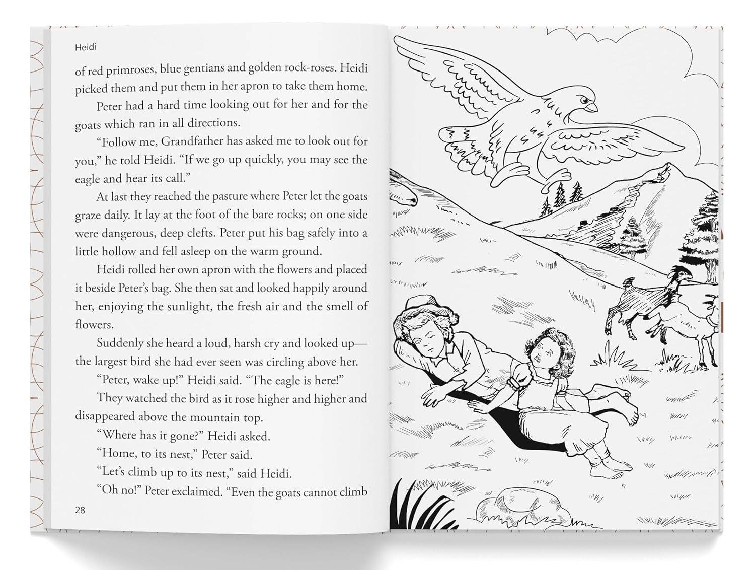 Heidi : illustrated abridged children classic english novel with review questions (hardback) miniatura 2