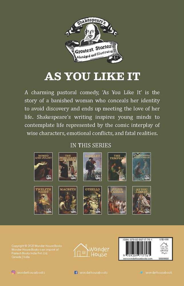 As you like it : shakespeare’s greatest stories (abridged and illustrated) with review questions and an introduction to the themes in the story miniatura 4