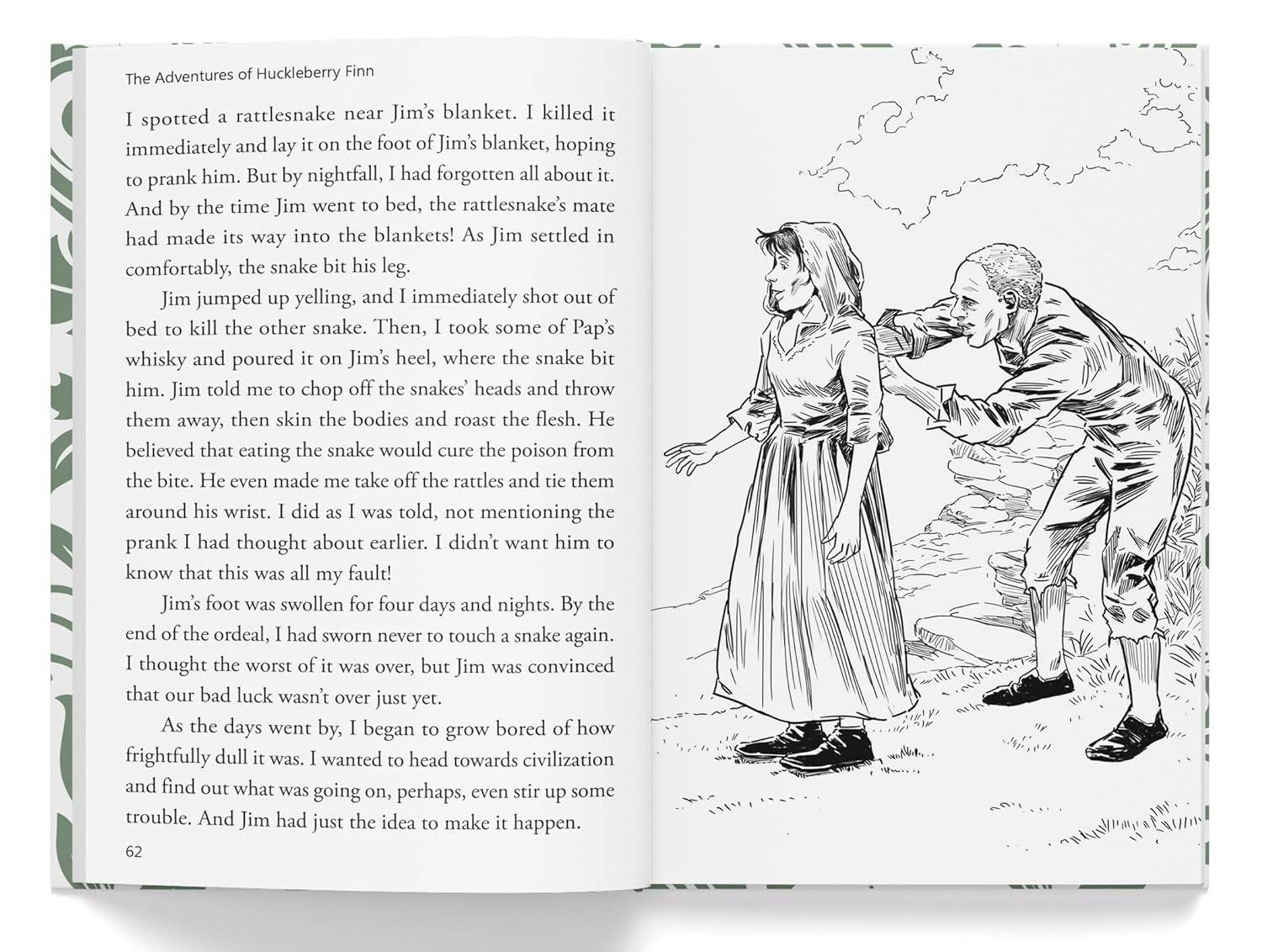 The adventures of huckleberry finn : illustrated abridged children classic english novel with review questions (hardback) miniatura 2