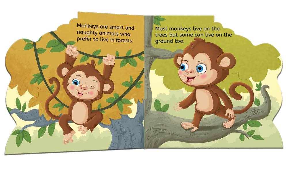 My first shaped board book - monkey, die-cut animals, picture book for children miniatura 2