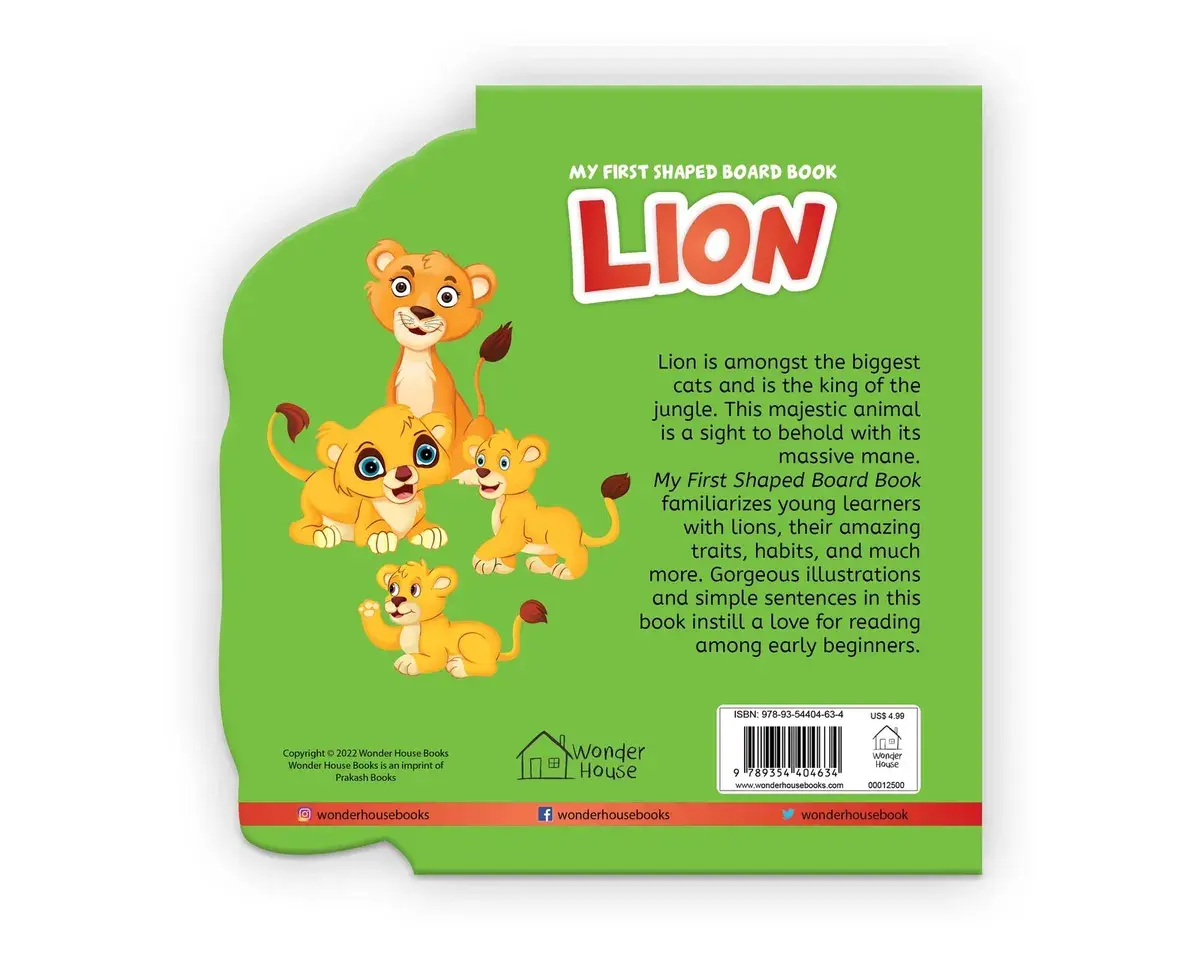 My first shaped board book: illustrated lion - animal picture book for kids age 2+ board book miniatura 4