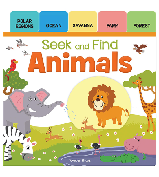Seek And Find - Animals : Early Learning Board Books With Tabs